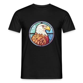 Eagle Colorful Watercolor Animal Pet Illustration - Men's T-Shirt - black - Front - AI Model Male 178 light (178cm)