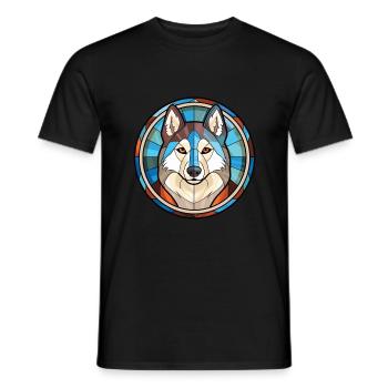 Husky-Hund Bunte Aquarell-Tier-Illustration - Männer T-Shirt - Schwarz - Vorne - AI Model Male 178 light (178cm)