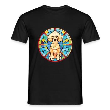 Caniche Chien Aquarelle Colorée Animal Illustration - T-shirt homme - noir - Devant - AI Model Male 178 light (178cm)