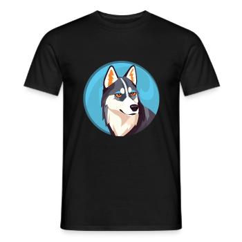 Husky-Hund Bunte Aquarell-Tier-Illustration - Männer T-Shirt - Schwarz - Vorne - AI Model Male 178 light (178cm)
