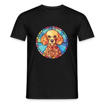 Poodle Dog Colorful Watercolor Animal Illustration - Men's T-Shirt - black - Front - AI Model Male 178 light (178cm)
