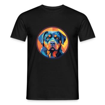 Rottweiler Chien Aquarelle Colorée Animal Cartoon - T-shirt homme - noir - Devant - AI Model Male 178 light (178cm)