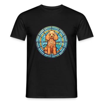 Caniche Chien Aquarelle Colorée Animal Illustration - T-shirt homme - noir - Devant - AI Model Male 178 light (178cm)