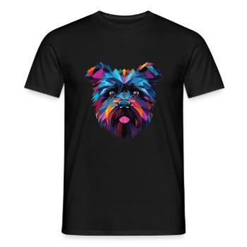 Affenpinscher Dog Breed Watercolor Illustration - Men's T-Shirt - black - Front - AI Model Male 178 light (178cm)
