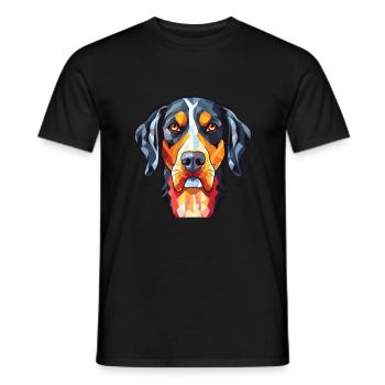 Appenzeller Sennenhund Dog Breed Watercolor Glass - Men's T-Shirt - black - Front - AI Model Male 178 light (178cm)