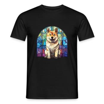 Akita Hunderasse bunte Aquarell-Illustration - Männer T-Shirt - Schwarz - Vorne - AI Model Male 178 light (178cm)
