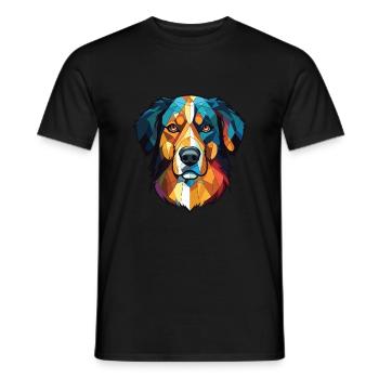 Basque Shepherd Dog Breed Watercolor Illustration - Men's T-Shirt - black - Front - AI Model Male 178 light (178cm)