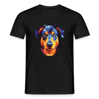 Beauceron chien race aquarelle verre Illustration - T-shirt homme - noir - Devant - AI Model Male 178 light (178cm)