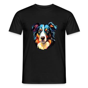 Border Collie Hunderasse Aquarell Illustration - Männer T-Shirt - Schwarz - Vorne - AI Model Male 178 light (178cm)