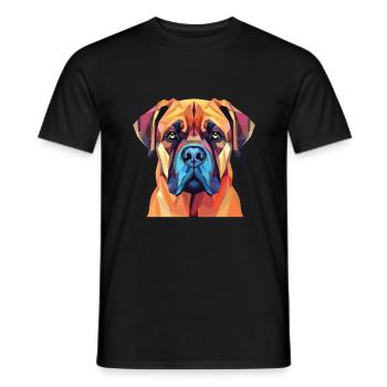Bullmastiff chien race aquarelle Illustration - T-shirt homme - noir - Devant - AI Model Male 178 light (178cm)