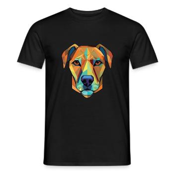 Black Mouth Cur Dog Breed Watercolor Illustration - Men's T-Shirt - black - Front - AI Model Male 178 light (178cm)