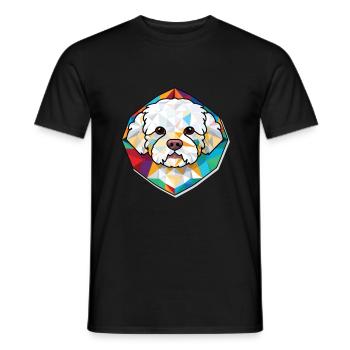 Bichon frisé race de chien Illustration à l’aquarelle - T-shirt homme - noir - Devant - AI Model Male 178 light (178cm)