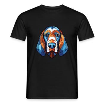 Blue Gascony Basset Dog Breed Colorful Watercolor - Men's T-Shirt - black - Front - AI Model Male 178 light (178cm)