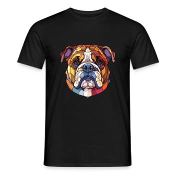 Bulldogge Hund Rasse Bunte Aquarell Illustration - Männer T-Shirt - Schwarz - Vorne - AI Model Male 178 light (178cm)