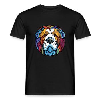 Caucasian Ovcharka Dog Breed Colorful Watercolor - Men's T-Shirt - black - Front - AI Model Male 178 light (178cm)