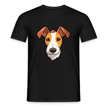Miniature Fox Terrier chien race dessin animé Kawaii malade - T-shirt homme - noir - Devant - AI Model Male 178 light (178cm)