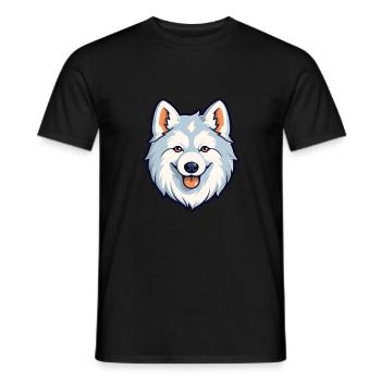 Nordique Spitz chien race Cartoon Kawaii Illustration - T-shirt homme - noir - Devant - AI Model Male 178 light (178cm)