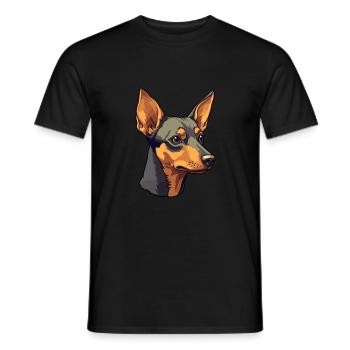 Miniatur Pinscher Hunderasse Cartoon Kawaii Illust - Männer T-Shirt - Schwarz - Vorne - AI Model Male 178 light (178cm)
