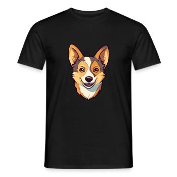 Lundehund chien race Cartoon Kawaii Illustration - T-shirt homme - noir - Devant - AI Model Male 178 light (178cm)