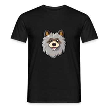 Keeshond Dog Breed Cartoon Kawaii Illustration - Men's T-Shirt - black - Front - AI Model Male 178 light (178cm)