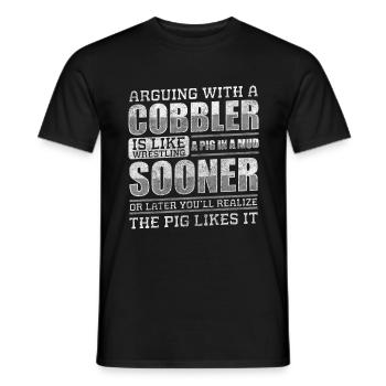 Schuhmacher Schuh Leder Original - Männer T-Shirt - Schwarz - Vorne - AI Model Male 178 light (178cm)