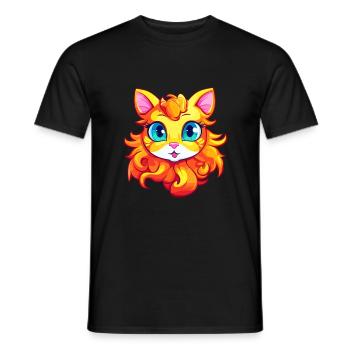 Ginger Longhair Cat Aquarelle Dessin Animé Kawaii - T-shirt homme - noir - Devant - AI Model Male 178 light (178cm)