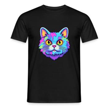 Britisch Kurzhaar Katze Aquarell Karikatur Kawaii - Männer T-Shirt - Schwarz - Vorne - AI Model Male 178 light (178cm)