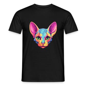 Peterbald Cat Breed aquarelle Cartoon Kawaii Pet - T-shirt homme - noir - Devant - AI Model Male 178 light (178cm)