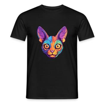 Somali Kurzhaar Katze Aquarell Cartoon Kawaii - Männer T-Shirt - Schwarz - Vorne - AI Model Male 178 light (178cm)