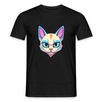Tonkinois chat race aquarelle dessin animé kawaii animal de compagnie - T-shirt homme - noir - Devant - AI Model Male 178 light (178cm)