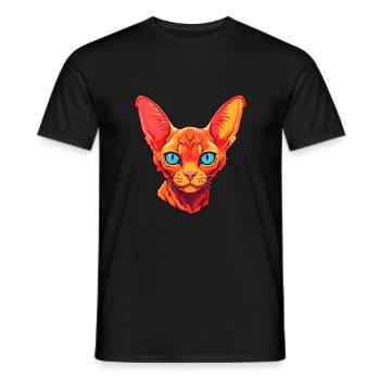 Red Devon Rex Cat Breed Watercolor Cartoon Kawaii - Men's T-Shirt - black - Front - AI Model Male 178 light (178cm)