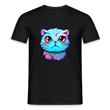Scottish Fold Cat Breed aquarelle Cartoon Kawaii - T-shirt homme - noir - Devant - AI Model Male 178 light (178cm)