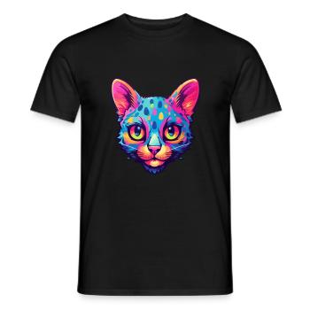 Burmilla Cat Breed Watercolor Cartoon Kawaii Pet - Men's T-Shirt - black - Front - AI Model Male 178 light (178cm)