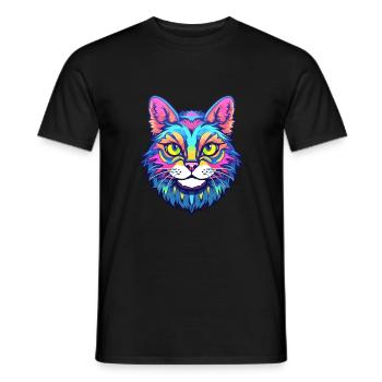 Highlander Katze Rasse Aquarell Karikatur Kawaii Haustier - Männer T-Shirt - Schwarz - Vorne - AI Model Male 178 light (178cm)