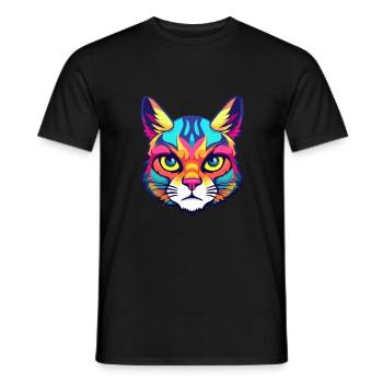 German Rex Cat Breed Watercolor Cartoon Kawaii Pet - Men's T-Shirt - black - Front - AI Model Male 178 light (178cm)