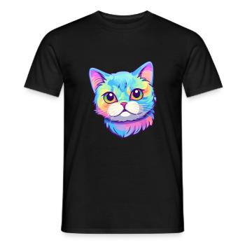 Brasilianische Kurzhaarkatze Aquarell Karikatur Kawaii - Männer T-Shirt - Schwarz - Vorne - AI Model Male 178 light (178cm)