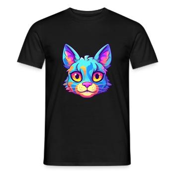 Chat polydactyle américain aquarelle dessin animé Kawaii - T-shirt homme - noir - Devant - AI Model Male 178 light (178cm)