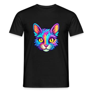 Égée chat race aquarelle dessin animé Kawaii animal de compagnie - T-shirt homme - noir - Devant - AI Model Male 178 light (178cm)