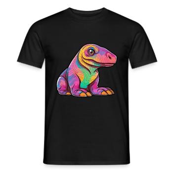 Komodo Dragon Aquarelle Colorée Dessin Animé Kawaii A - T-shirt homme - noir - Devant - AI Model Male 178 light (178cm)