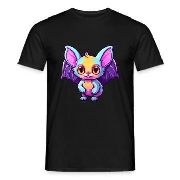Fledermaus buntes Aquarell Cartoon Kawaii Tier - Männer T-Shirt - Schwarz - Vorne - AI Model Male 178 light (178cm)