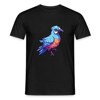 Blue Jay Colorful Watercolor Cartoon Kawaii Animal - Men's T-Shirt - black - Front - AI Model Male 178 light (178cm)