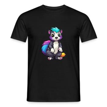 Skunk Aquarelle Colorée Dessin Animé Kawaii Animal - T-shirt homme - noir - Devant - AI Model Male 178 light (178cm)