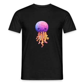 Méduse Aquarelle Colorée Dessin Animé Kawaii Anima - T-shirt homme - noir - Devant - AI Model Male 178 light (178cm)