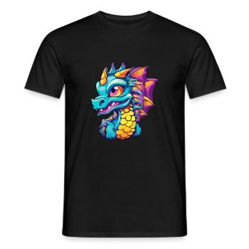 Drache Buntes Aquarell Cartoon Kawaii Tier - Männer T-Shirt - Schwarz - Vorne - AI Model Male 178 light (178cm)
