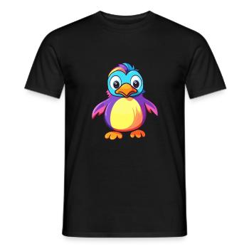 Penguin Colorful Watercolor Cartoon Kawaii Animal - Men's T-Shirt - black - Front - AI Model Male 178 light (178cm)