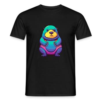 Mole Colorful Watercolor Cartoon Kawaii Animal - Men's T-Shirt - black - Front - AI Model Male 178 light (178cm)