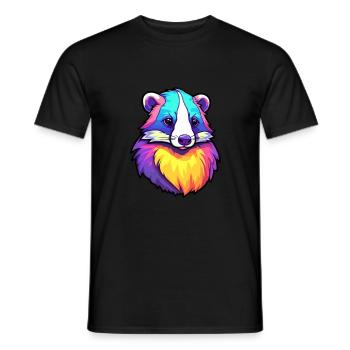 Blaireau Aquarelle Colorée Dessin Animé Kawaii Animal - T-shirt homme - noir - Devant - AI Model Male 178 light (178cm)