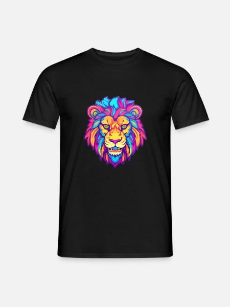 Löwe buntes Aquarell Cartoon Kawaii Tier - Mænd T-shirt - sort