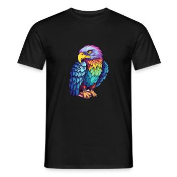 Eagle Colorful Watercolor Cartoon Kawaii Animal - Men's T-Shirt - black - Front - AI Model Male 178 light (178cm)