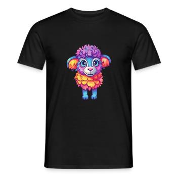 Schaf Buntes Aquarell Cartoon Kawaii Tier - Männer T-Shirt - Schwarz - Vorne - AI Model Male 178 light (178cm)